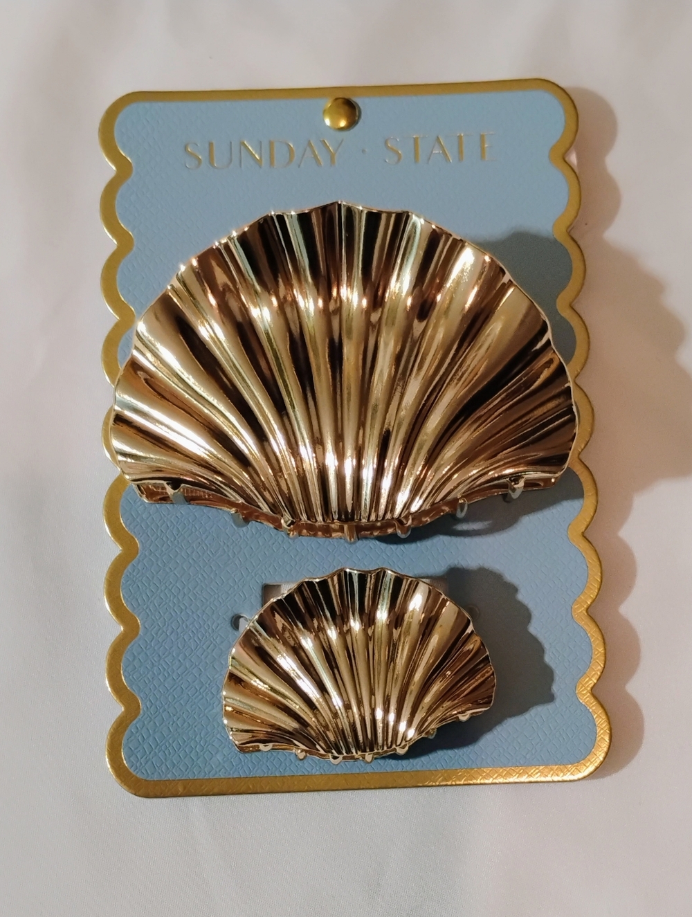 Sunday State Gold Shell Hair Clip Set - Large and Small